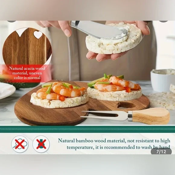 Heart-Shaped Bamboo Cheese Board Set, Charcuterie Board. - Picture 7 of 9